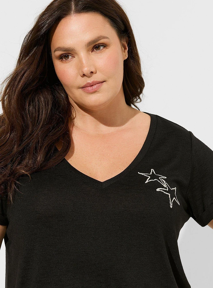 Lightweight Hacci V-Neck Lounge Tee