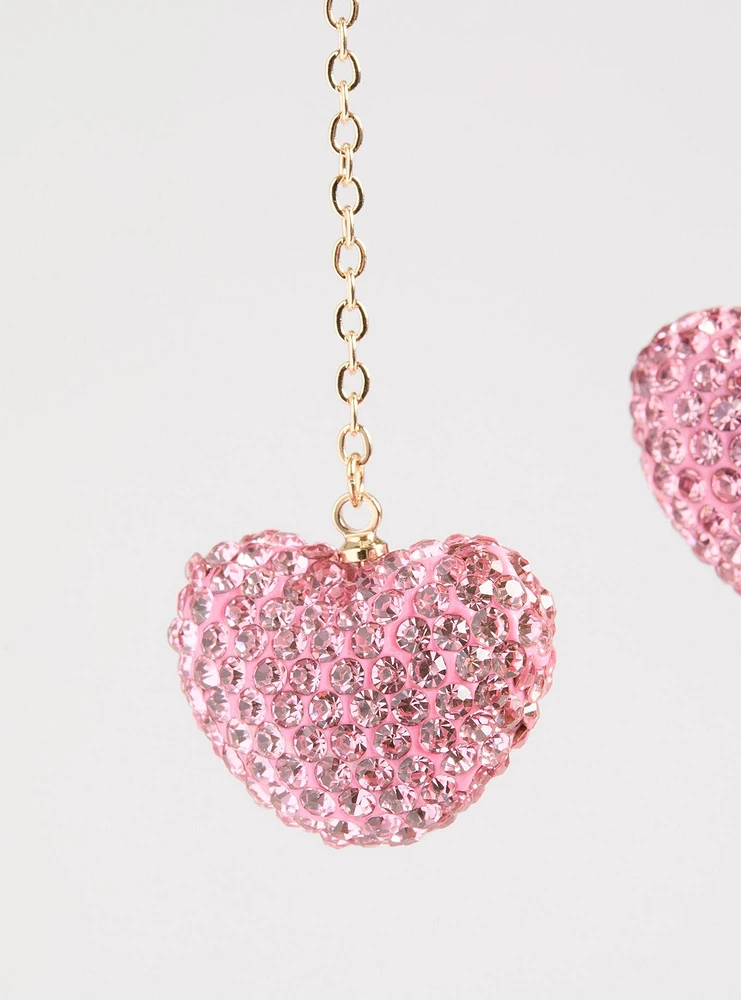 Pave Heart Drop Earring