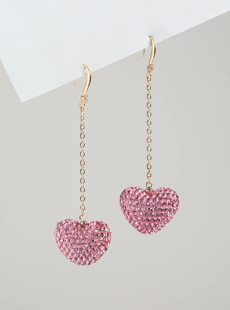 Pave Heart Drop Earring