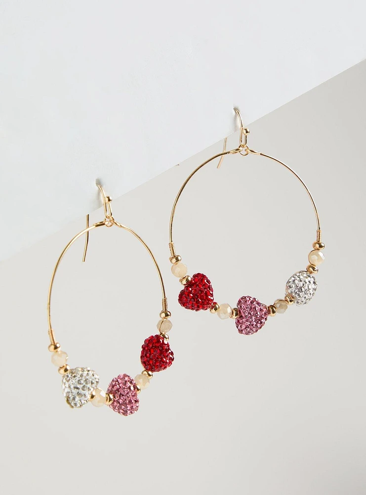 Pave Heart Hoop Earring