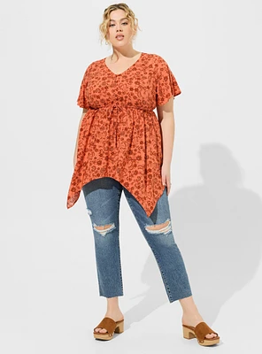 Babydoll Challis Sharkbite Flutter Sleeve Top