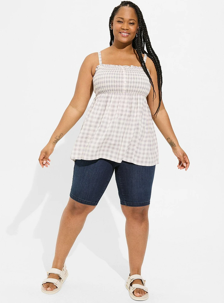 Babydoll Challis Smocked Sleeveless Top