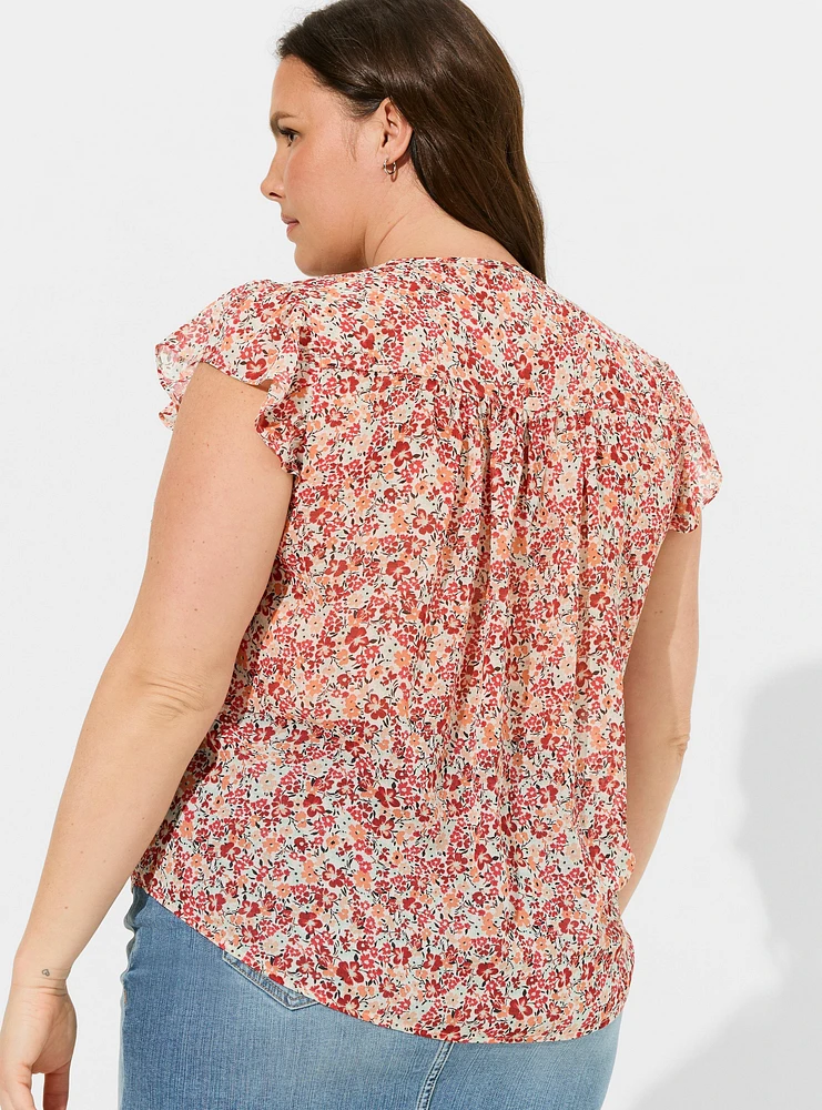 Ruffle Flutter Sleeve Top