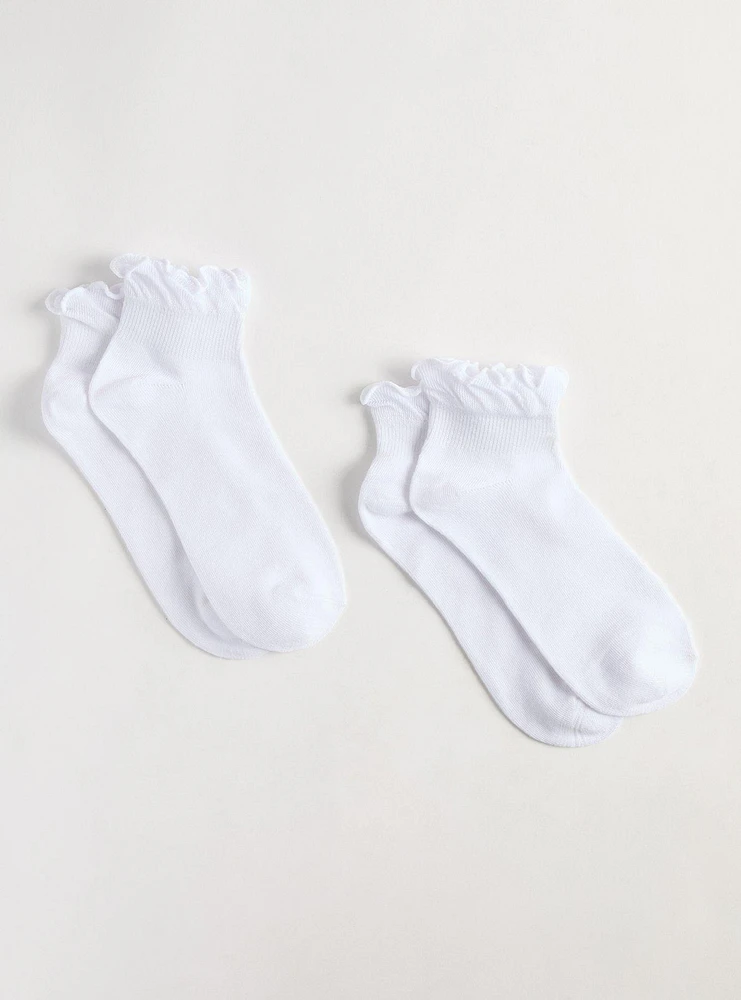 Ruffle Quarter Crew 2 Pack Socks