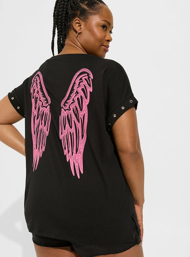 Wings Relaxed Fit Dolman Embellished Tee