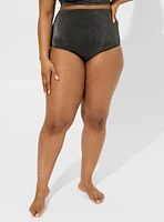 High Rise Shimmer Flat Front Swim Bottom