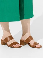 Square Toe Double Band Block Heel Mule (WW)