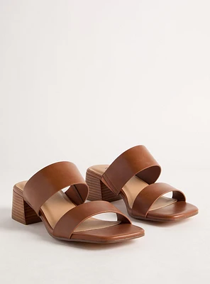 Square Toe Double Band Block Heel Mule (WW)