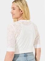 Flocked Daisy Mesh Shrug