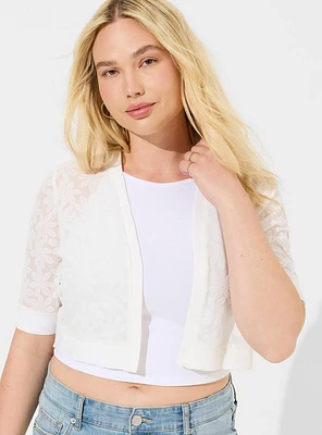 Flocked Daisy Mesh Shrug