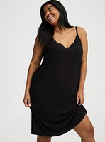 Lace Trim Midi Sleep Gown