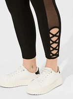 Crop Signature Waist Mesh Lace Up Legging