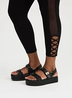 Crop Mesh Lace-Up Legging