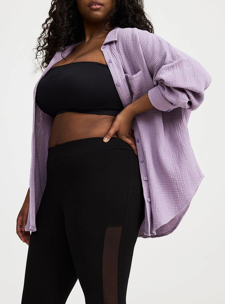 Crop Mesh Lace-Up Legging