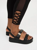 Crop Mesh Lace-Up Legging