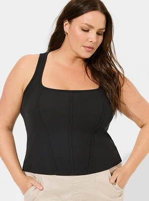 Cotton Modal Rib Square Neck Corset Tank