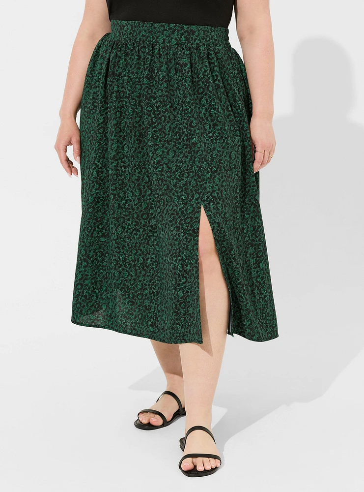 Tea Length Vacation Silk Slit A-Line Skirt