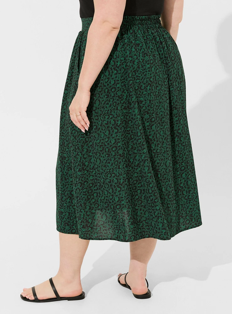 Tea Length Vacation Silk Slit A-Line Skirt