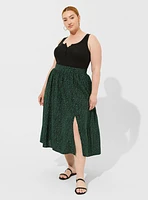 Tea Length Vacation Silk Slit A-Line Skirt