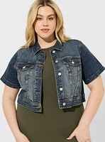 Denim Short Sleeve Cropped Trucker