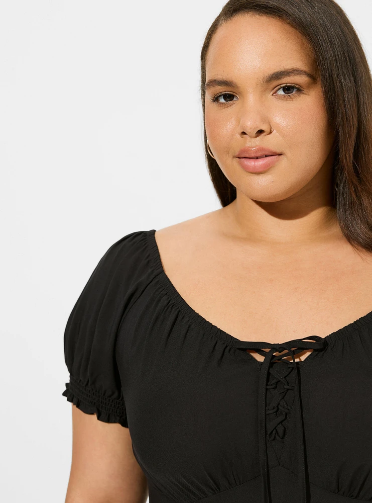 Challis Puff Short Sleeve Crop Top