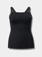 Foxy Scoop Neck Heart Buckle Strap Tank