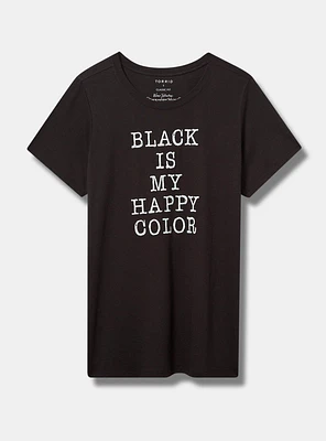 Black Happy Color Classic Fit Signature Jersey Tee