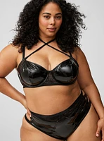 Patent Pleather Strapless Underwire Bra