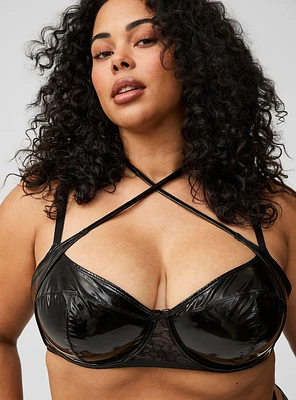 Patent Pleather Strapless Underwire Bra