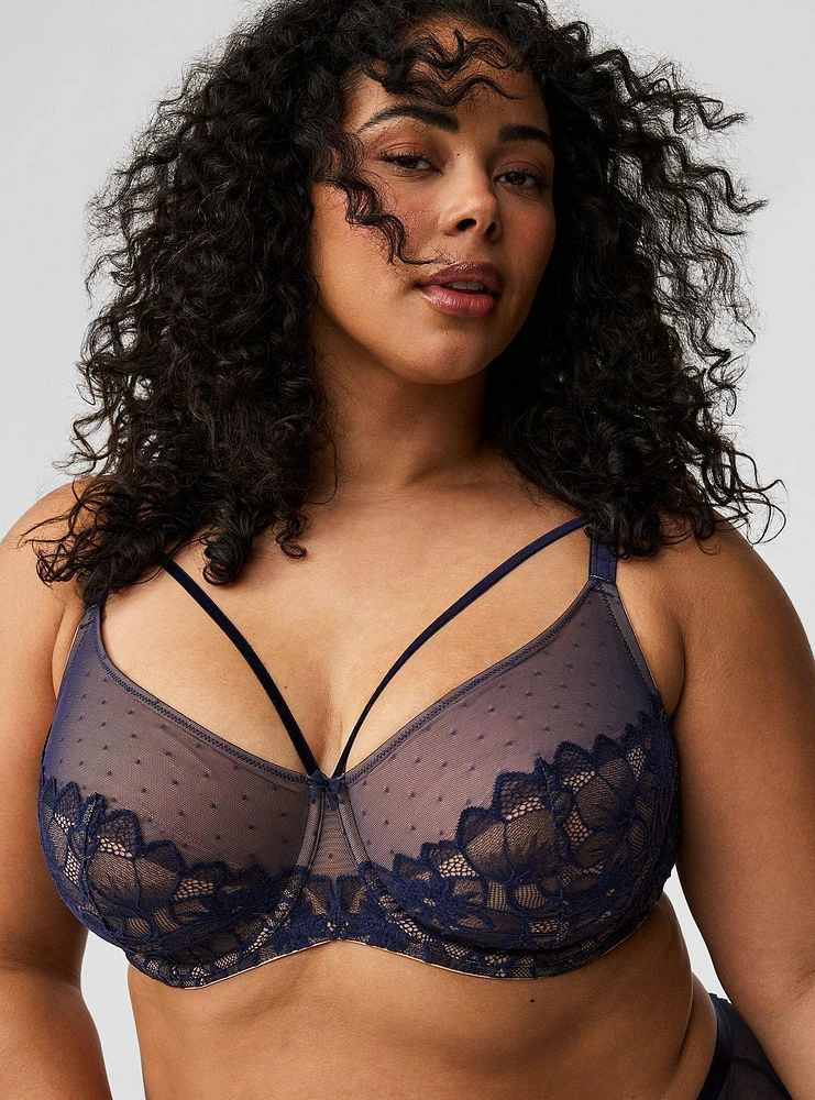 Full Coverage Unlined Cozy Lace Straight Back Bra