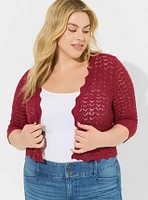 Pointelle Long Sleeve Open Stitch Shrug