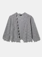 Pointelle Long Sleeve Open Stitch Shrug