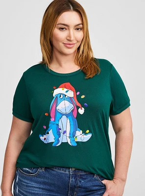 Disney Eeyore Christmas Classic Fit Cotton Ringer Top