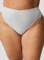 Seamless Cable Knit Mid Rise Thong Panty