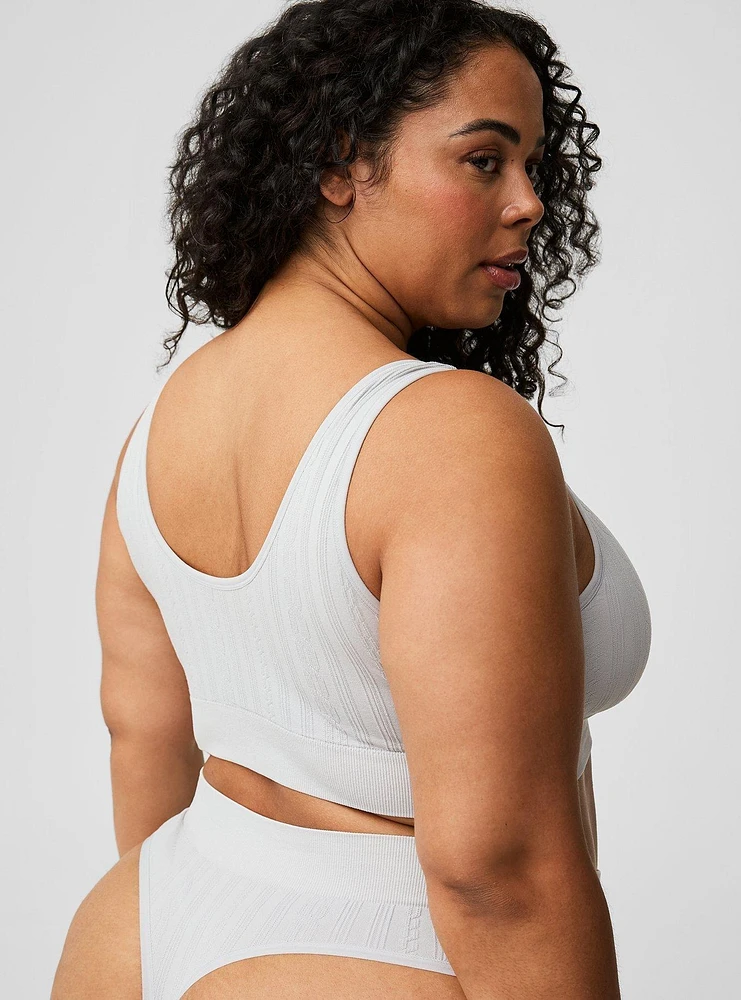 Seamless Cable Knit Mid Rise Thong Panty