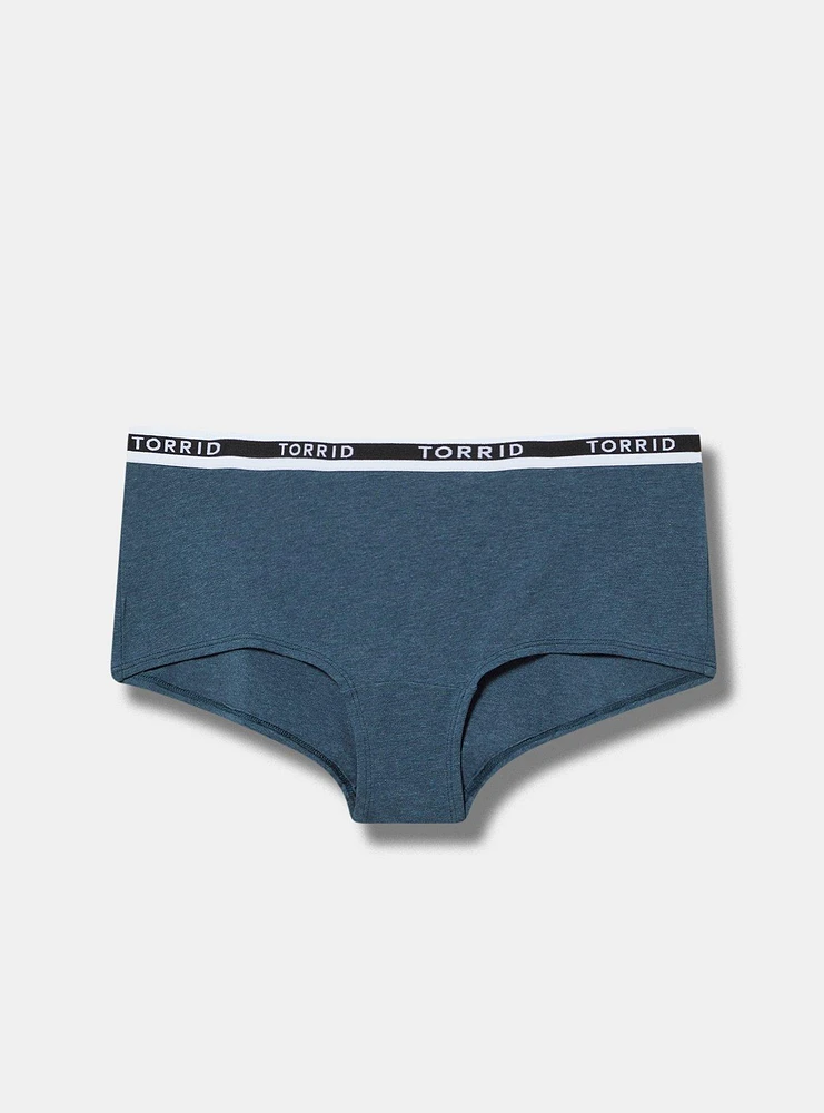 Cotton Mid Rise Boy Short Logo Panty