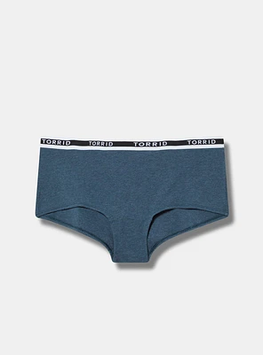 Cotton Mid Rise Boy Short Logo Panty