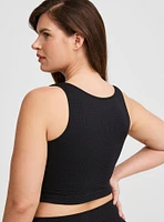 Seamless Waffle Snap Henley Crop Top