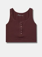 Seamless Waffle Snap Henley Crop Top