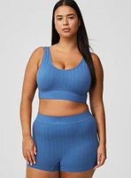 Lightly Lined Seamless Cable Knit Scoop Bralette