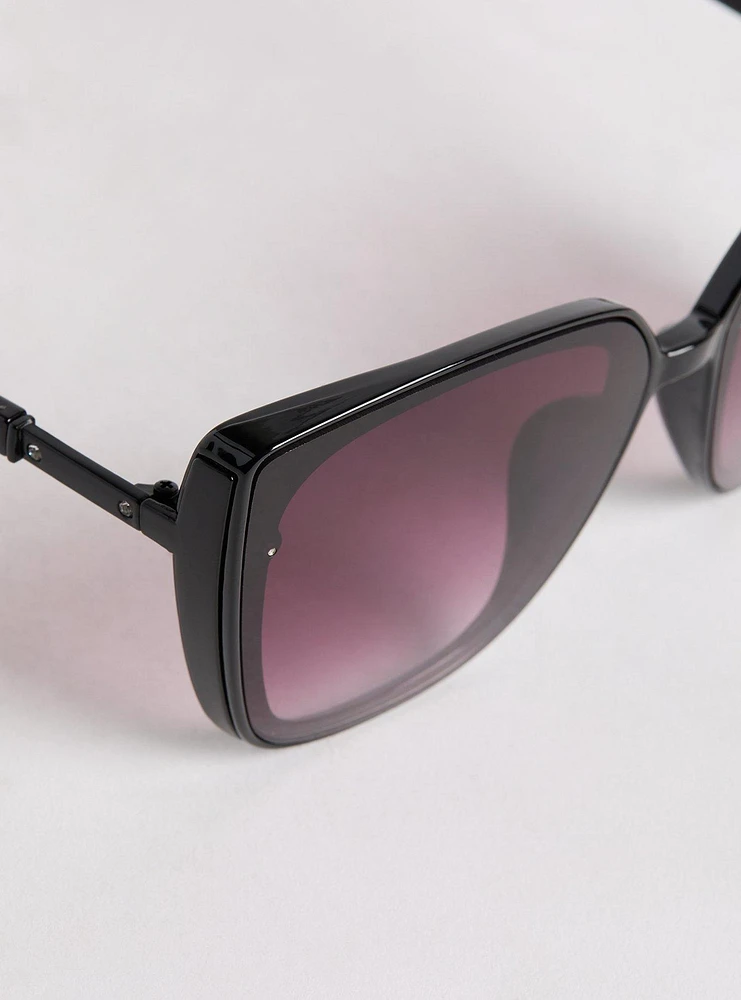 Square Cateye Smoke Lens Sunglasses