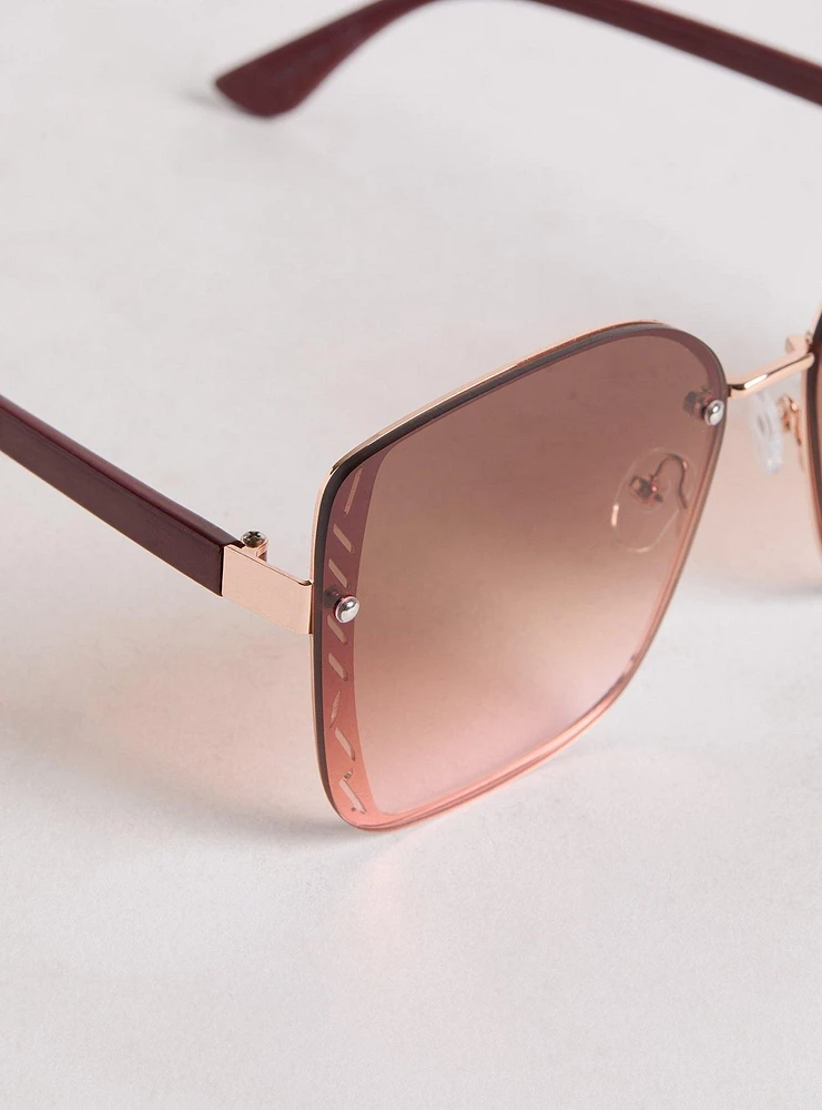 Rimless Ombre Lens Sunglasses