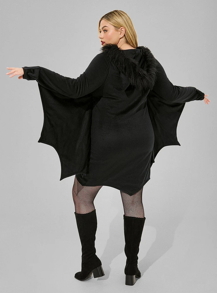 Bat Hooded Fleece Dress