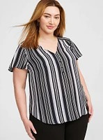 Harper Georgette Pullover Flutter Sleeve Blouse