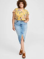 Harper Georgette Pullover Flutter Sleeve Blouse