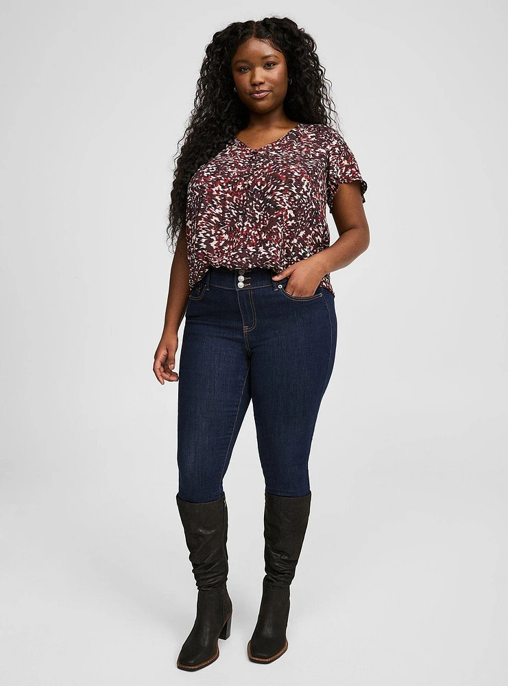 Harper Georgette Pullover Flutter Sleeve Blouse