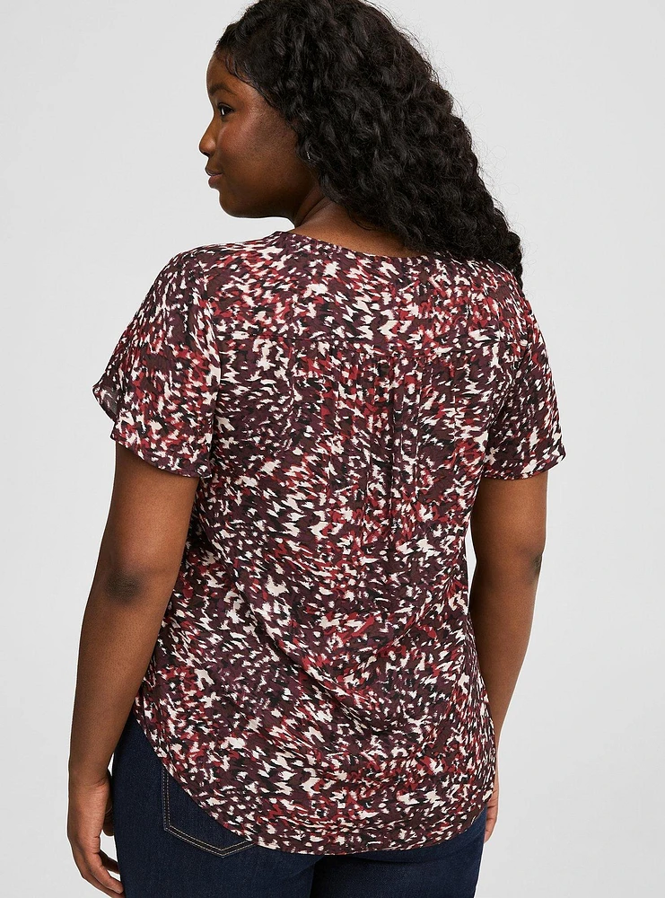 Harper Georgette Pullover Flutter Sleeve Blouse