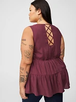 Challis Lace Up Back Tiered Top