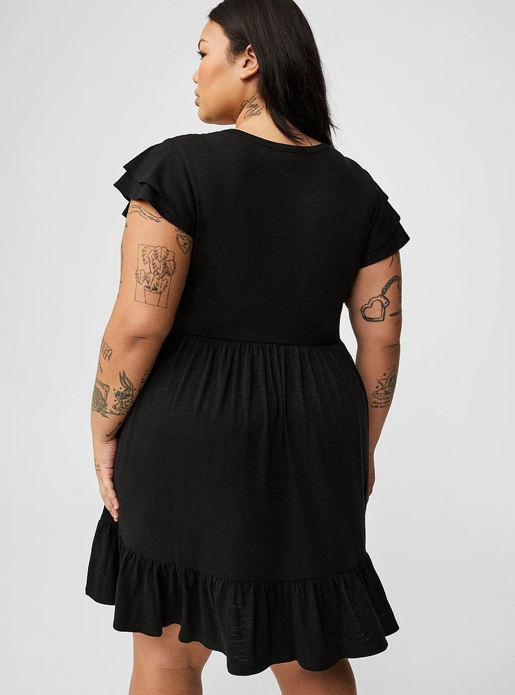 Double Ruffle Sleeve Mini Dress