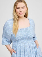 Midi Gauze 3/4 Length Sleeve Dress